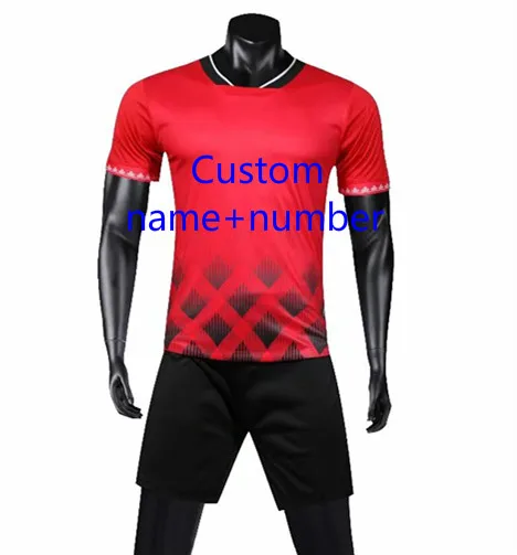 Custom name number Мужские майки для футбола, комплект футбольной формы для взрослых, спортивный костюм с коротким рукавом для футбола, тренировочный костюм, спортивная одежда - Цвет: Custom name number