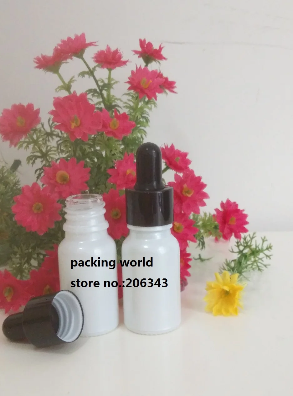 100 шт 10 мл жемчужно-белая стеклянная бутылка с черным воротником черная лампа