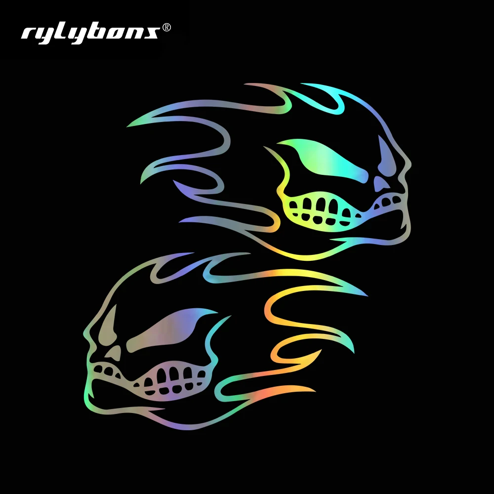 Забавные двойные черепа в огне автомобильные наклейки и Аксессуары для