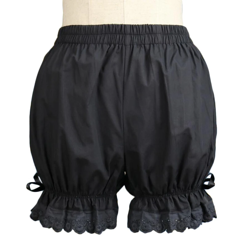 

Sweet Cotton Lolita Shorts Bloomers With Lace Girls White Black Trim Bow Underpant
