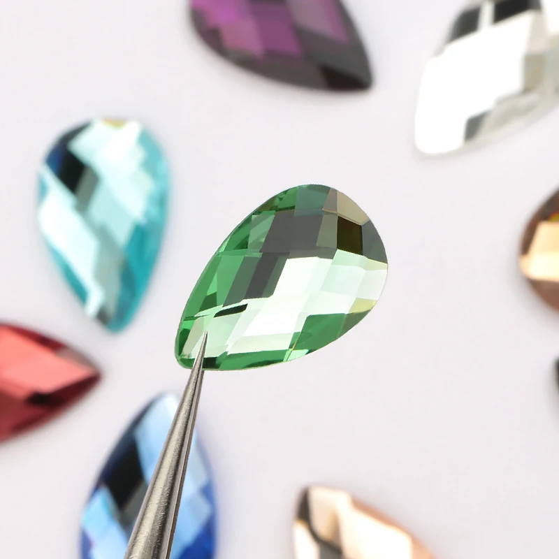 QIAO Crystal AB Navette/каплевидные стразы с плоской задней стороной, стразы из хрустального стекла для украшения одежды высокого качества