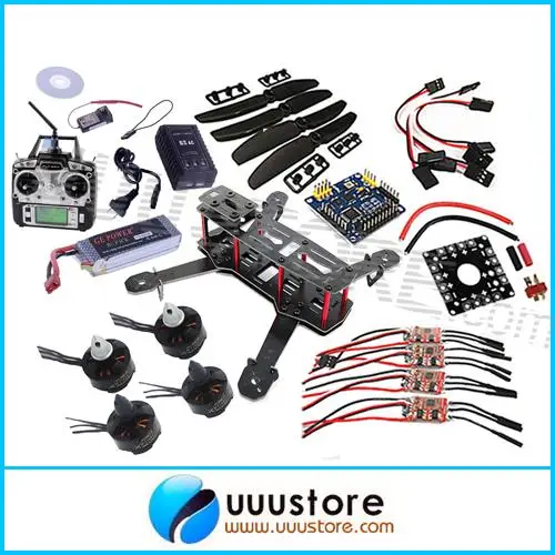 Мини QAV250 FPV Квадрокоптер RTF рамка + 4 x двигатель 4xEsc управление полетом 4xProp радио