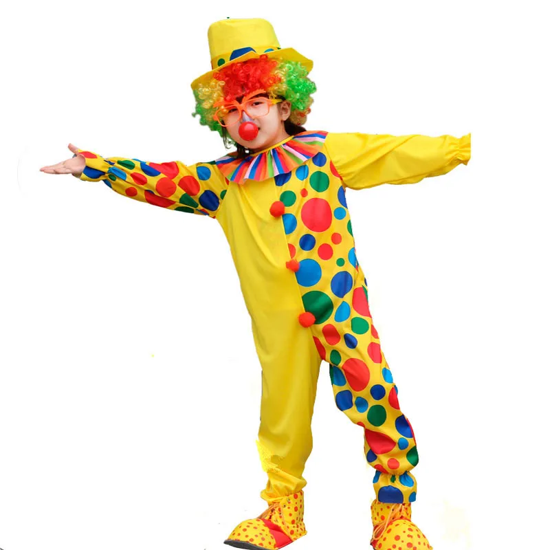 Kids Children Colorful Dot Clown Cosplay Costume Magician Circus Jumpsuits Costumes Dress Party Purim Halloween|cosplay costume|magician