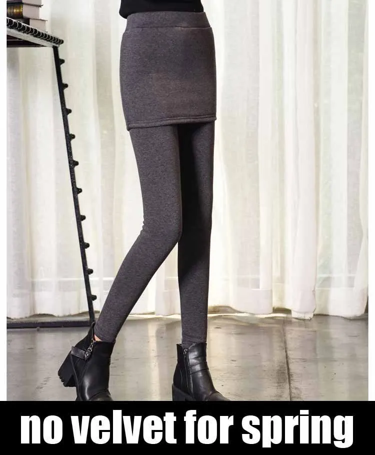 black no velvet S-4XL плюс размер толстые теплые женские зимние леггинсы Женская Повседневная Верхняя одежда брюки юбка спортивные штаны леггинсы с высокой талией - Цвет: black no velvet