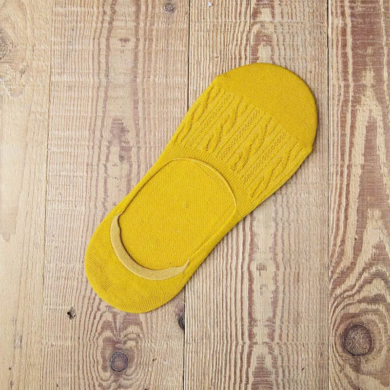Ginger yellow Новинка, 1 пара, хлопковые носки-башмачки, одноцветные, эластичные, низкие, Нескользящие, пеньковая полоска с цветами, яркие цвета, невидимые, повседневные, женские - Цвет: Ginger yellow