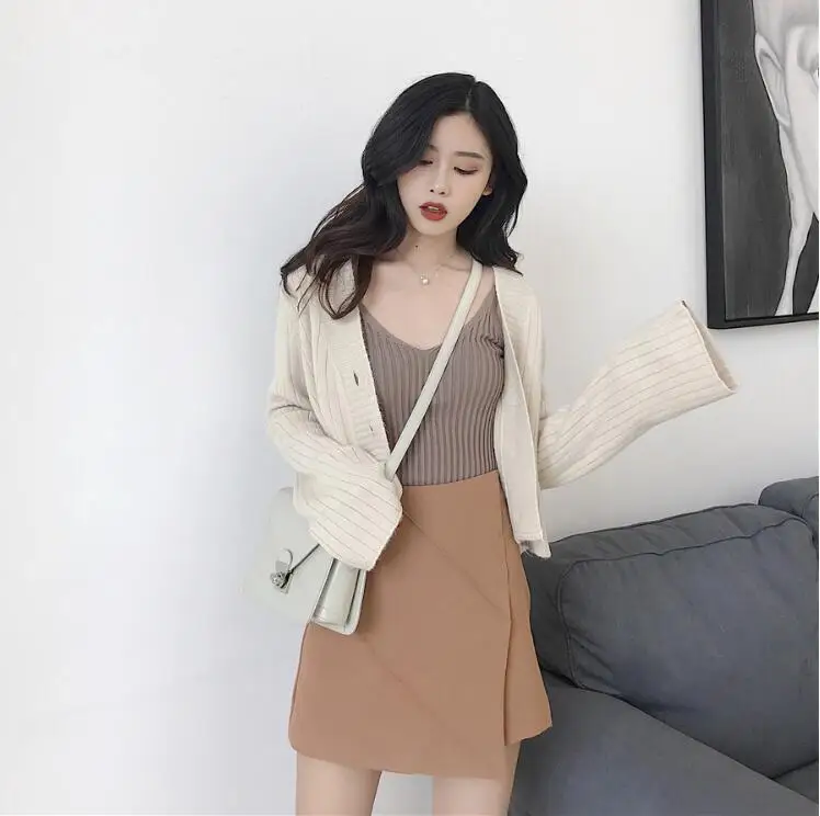 Flare sleeve cardigan sweater female |