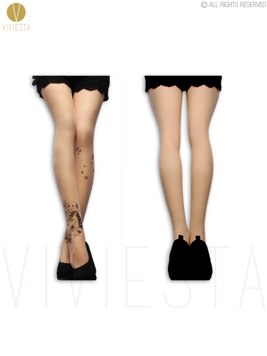 СЛАДКИЙ ЕДИНОРОГ ТАТУИРОВКИ КОЛГОТКИ-20D женские Япония Стиль Милый Лошадь Осел