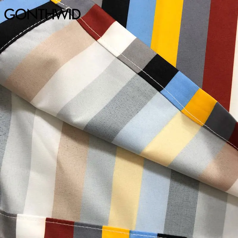 Мужская пляжная рубашка с короткими рукавами GONTHWID летняя повседневная в