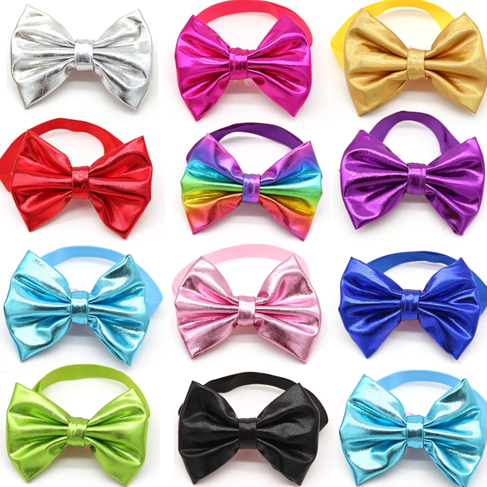 50 шт. Рождество большой аксессуары для собак блестящие галстук бабочка домашних