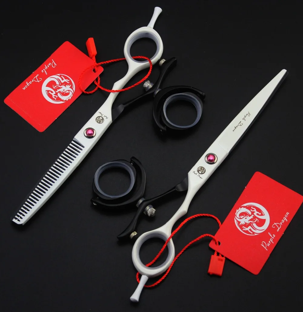 Лучшие 6 ''вращающаяся рукоятка Парикмахерские ножницы с сумкой JP 440C 62HRC
