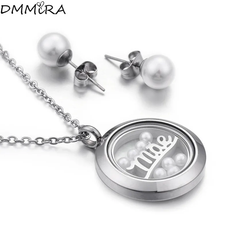 Комплект ювелирных изделий для женщин ожерелье и серьги из нержавеющей стали