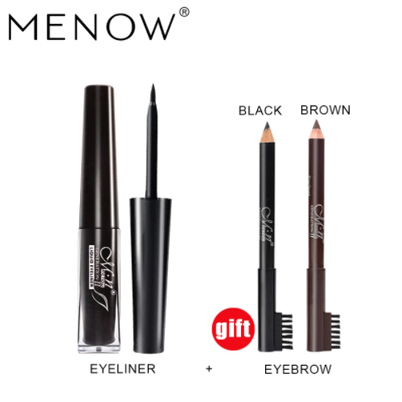 Eyeliner Makeup Waterproof Black Long Lasting Liquid Set Gift Two Black/ Brown Eyepencil | Красота и здоровье
