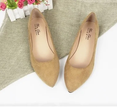 Простые женские мокасины; feminino sapatos; большие размеры 44; 3; TPR; туфли на плоской подошве с острым носком; лоферы на мягкой подошве с закрытой пяткой; летняя дышащая обувь из флока - Цвет: beige