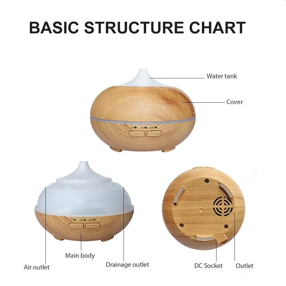 150 мл древесины ультразвуковой увлажнитель воздуха с выпуском холодного