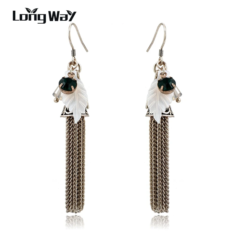 

LongWay Stylish Cute Geometric Dangle Drop Earrings for Women Crystal Pendant Earrings Yellow Tassel Brand Jewelry SER160131