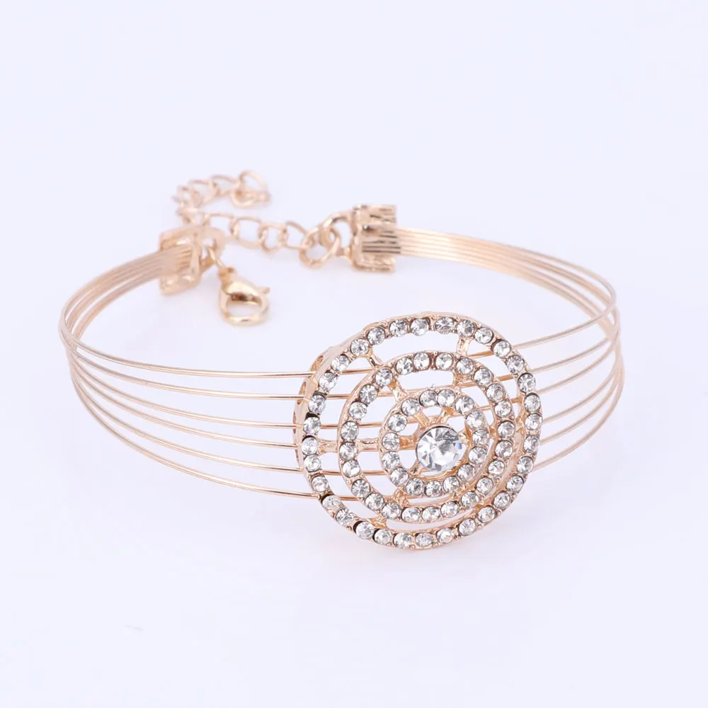 Африканские бусы Ювелирные наборы для женщин Кристалл ожерелье серьги Золотой