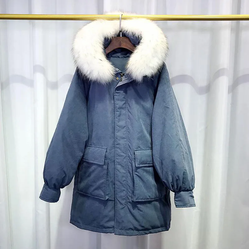 Зимняя женская куртка на белом утином пуху 2018 зимняя большая парка с капюшоном из