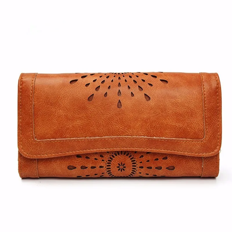 

2017 Women Wallets Hollow Out Leather Wallet Women Luxury Brand Coin Purses Designer Purse Lady Clutch Money Credit Card Holder