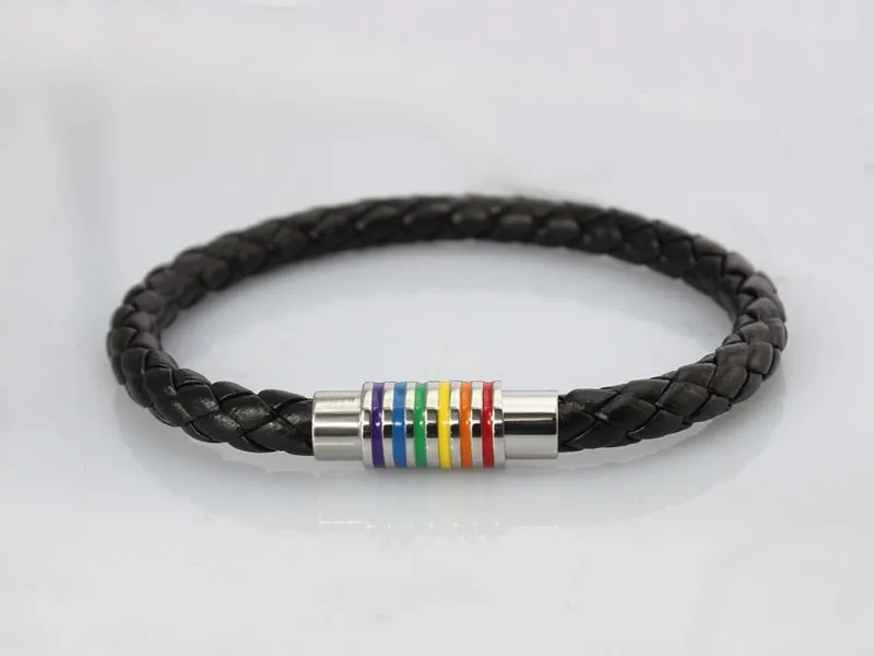 ZORCVENS кожаные браслеты из нержавеющей стали Магнитная застежка Gay Pride Rainbow