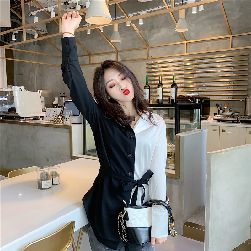 LANMREM 2020 Новая летняя модная Осенняя Корейская рубашка с длинными рукавами и