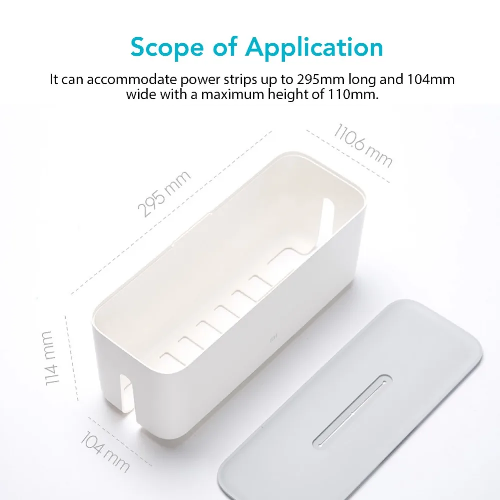 Коробка для хранения кабелей Xiaomi Mijia Power Cable Collector Storage Box Cord Organizer ABS Detachable Cover Simple Stylish Design White on.