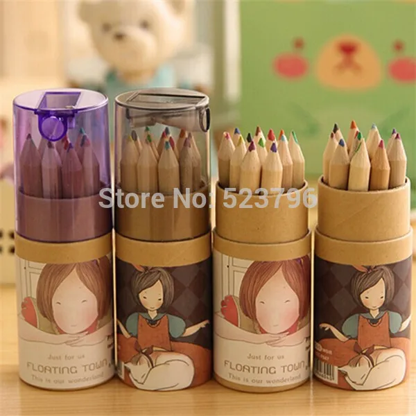 Деревянные карандаши для рисования 12 цветов | Канцтовары офиса и дома