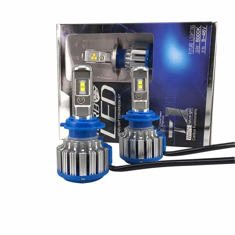 Комплект для автомобильных светодиодных фар T1 turbo H7 Erro Free H11 H8 H9 H10 9005 9006 7000LM 6000K EMC