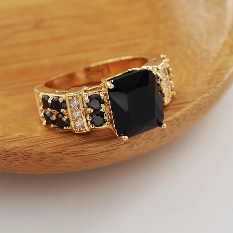 MxGxFam черные CZ кольца для женщин крутые ювелирные изделия 18 k желтое золото-цвет AAA+ циркон