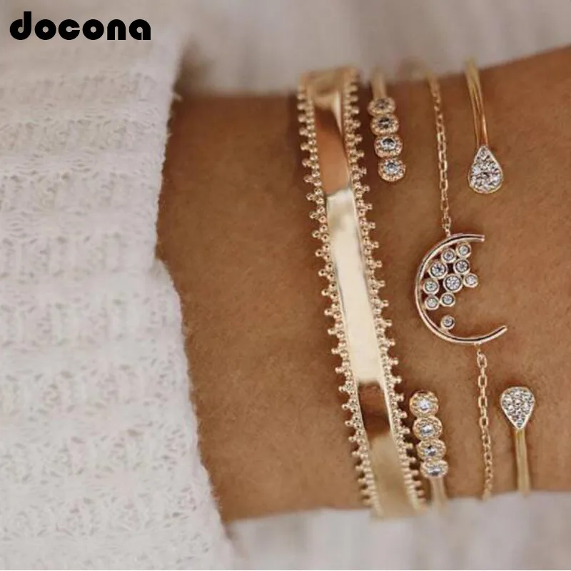 Docona в богемном стиле панк золото инкрустация кристальных камней открытые цепи