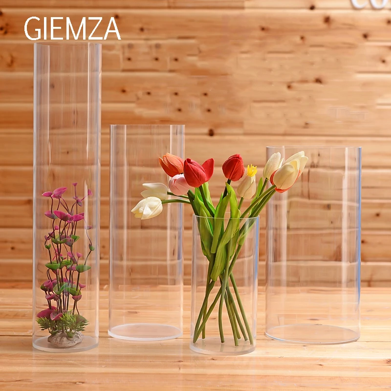GIEMZA прозрачная акриловая ваза S/M/L без высоких акриловых цветочных вазы Круглый акриловый кислотный куб цилиндрический сосуд пол Свадебные реквизиты декоративные