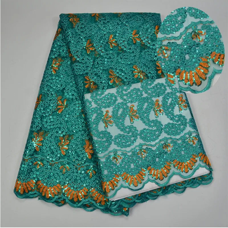 Высокое Качество 2017 Африканской зеленой Ткани Шнурка/Французский Чистая Вышивка