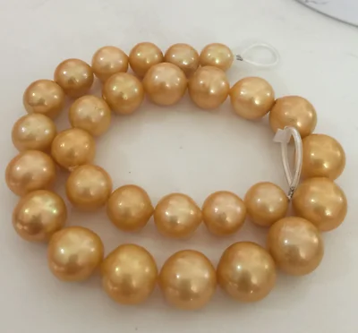 Новое Очаровательное огромное круглое жемчужное ожерелье 13-15 мм с южным морем