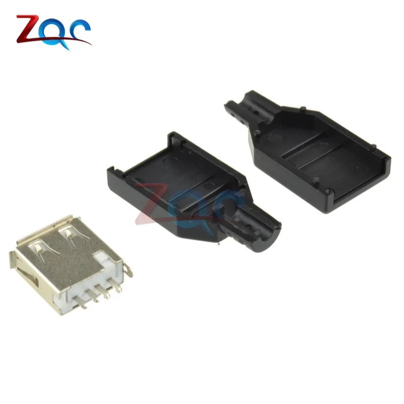 10 штук в наборе USB 2,0 Type A Male муфтовый стыковочный USB 4-контактный разъем с чёрным пластиковым чехол типа "сделай сам"