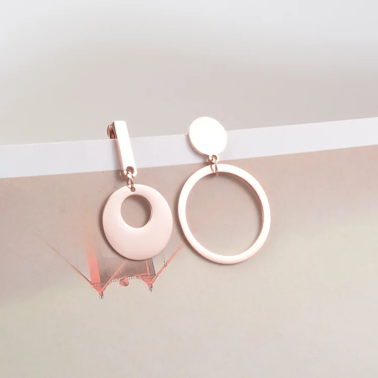 Розовое золото асимметричные круглые Висячие серьги для женщин brincos 2019 aretes