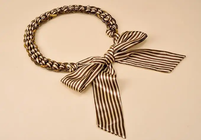 Модный женский цветочный тканевый плетеный пояс с цепочкой Кокосовая шелуха