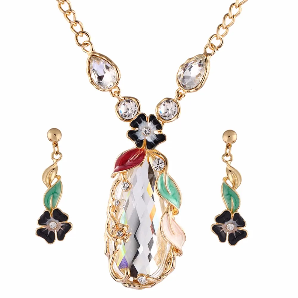 Ювелирные наборы с эмалью натуральный камень австрийский кристалл кулон