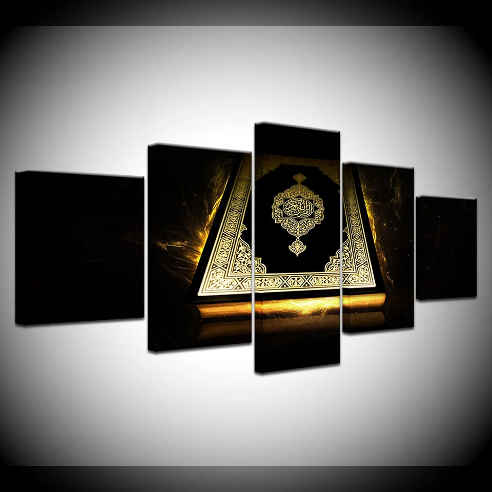 

Modern Prints Wall Art Posters Modular Canvas Islam Pictures 5 Pieces Ancient Bible Paintings Decor For Living Room No Frame