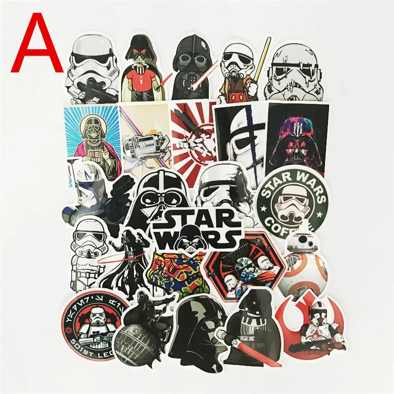 25 шт. чемодан Star Wars Pull Box записная книжка наклейка на компьютер черно-белая