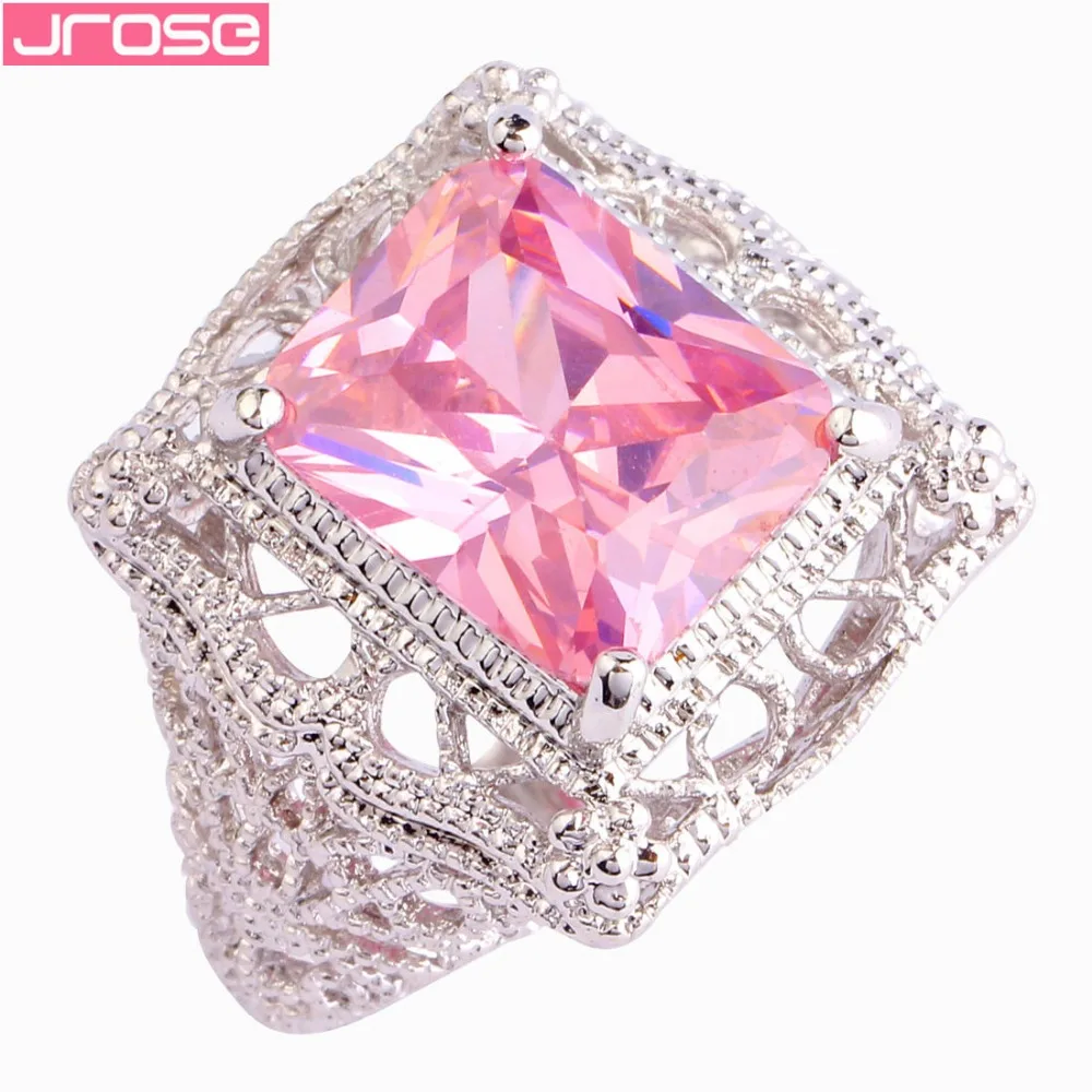 Женское Обручальное Кольцо JROSE розовое серебряное кольцо с кубическим цирконием