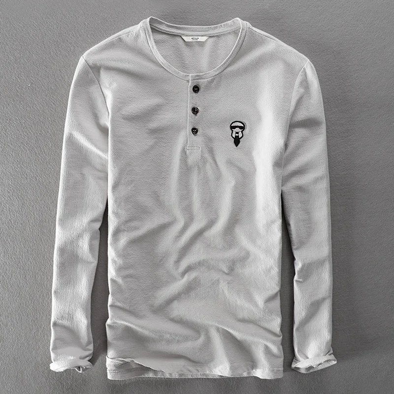 Футболка мужская с длинным рукавом модная тенниска из хлопка Удобная майка