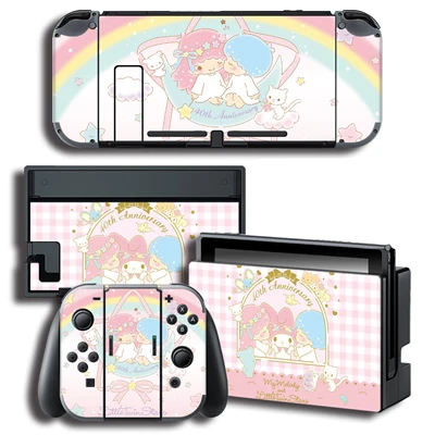 Little Twin Stars 4 Защитная крышка Наклейка Виниловые наклейки на кожу для nintendo Switch NS консоль+ контроллер+ подставка держатель маленькая наклейка на две звезды s - Цвет: Little Twin Stars 4