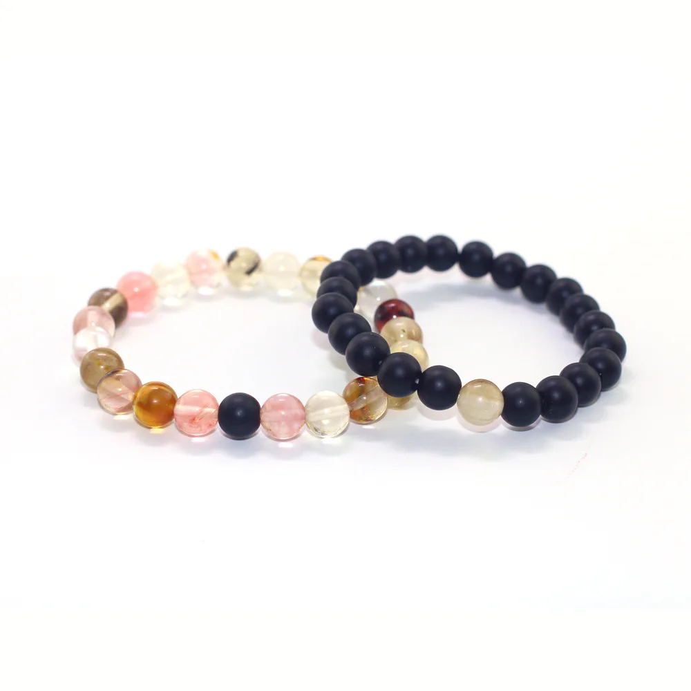 Модный черный матовый камень 2018 цветной в виде арбуза эластичный браслет для