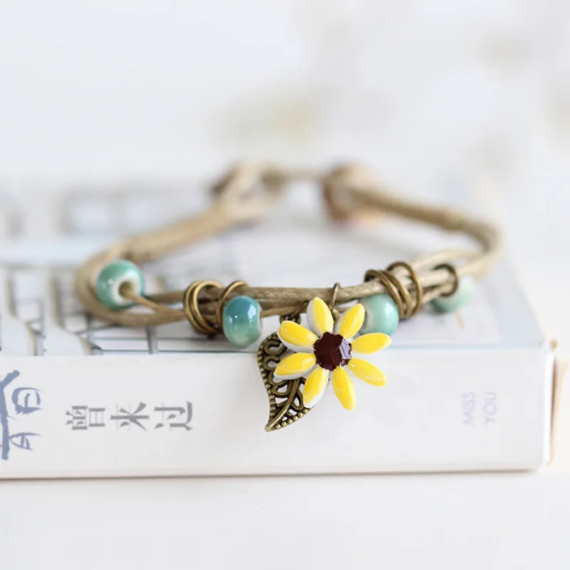 

Shangquan Women's hand made Flower leaf Ceramic Bracelets Fashion DIY bracelet for woman girl Jewelery wholesale YLC574
