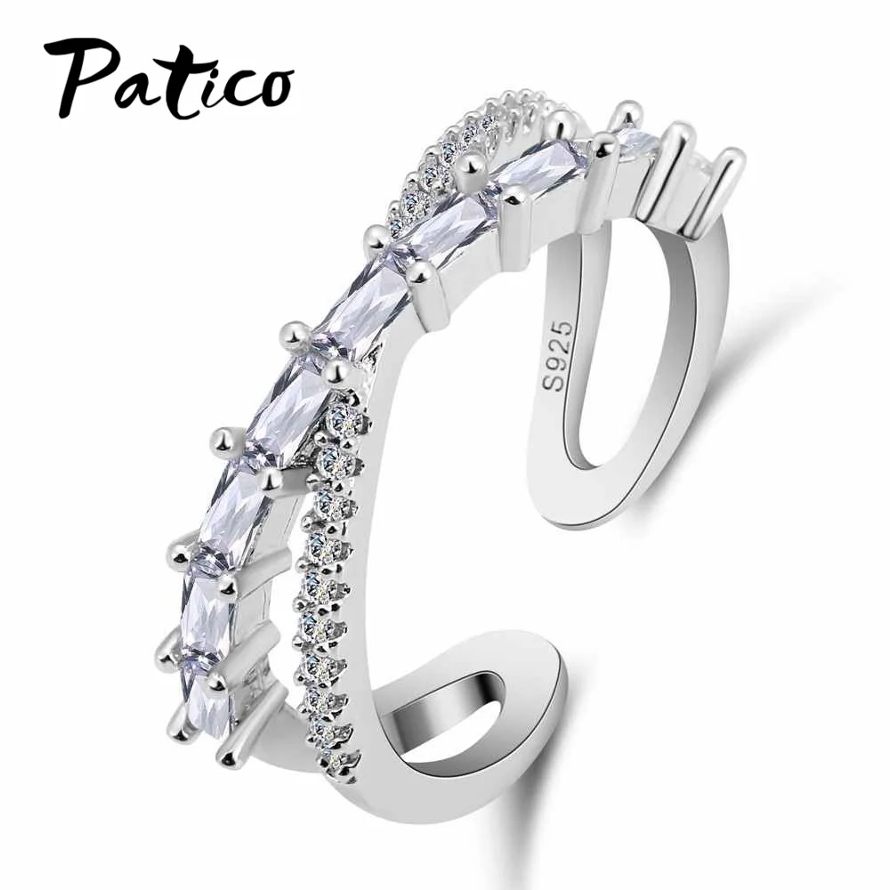 

Top Sale Trendy 925 Sterling Silver Austrian Crystal Stackable Rings For Women Gift Shining Cross Cubic Zirconia Party Jewelry