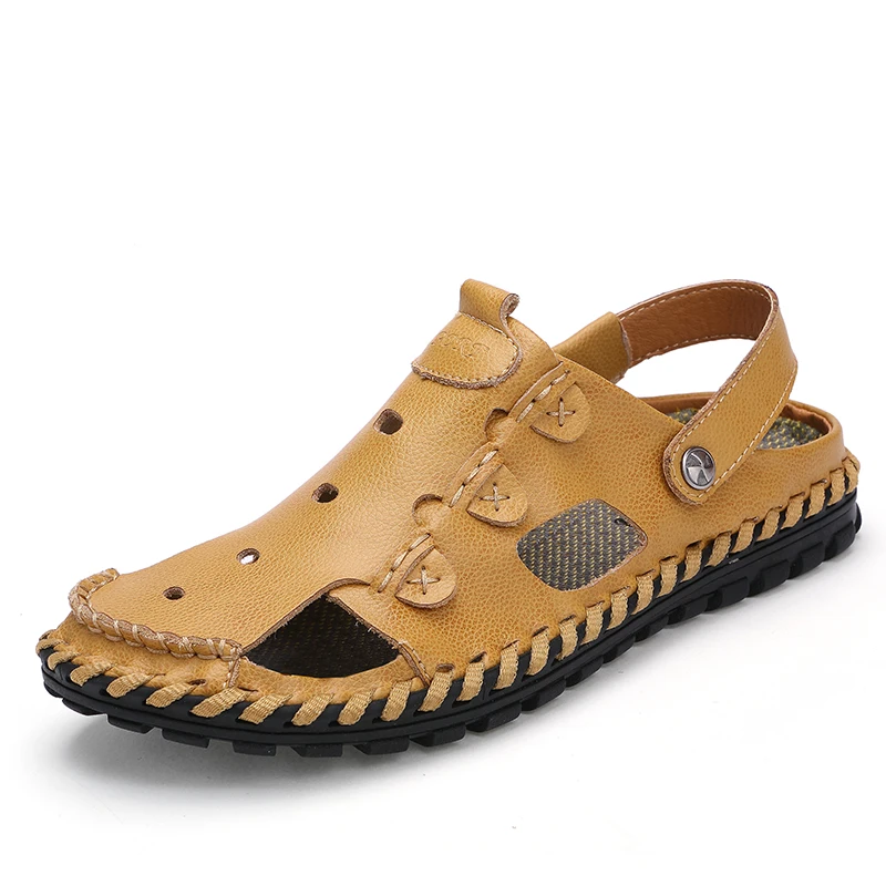 Мужские сандалии из натуральной кожи KLYWOO Повседневные Дышащие пляжные лето