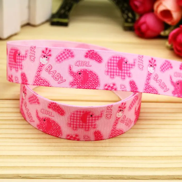 

7/8'' Free shipping elephant printed grosgrain ribbon hair bow headwear party decoration wholesale OEM 22mm H5215