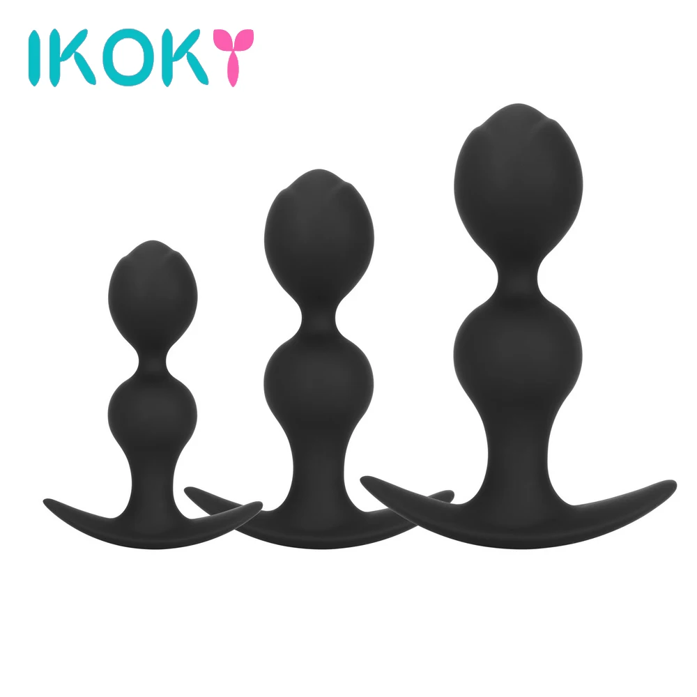 Анальная пробка IKOKY S/M/L массажер точки G Мужская с большим цветком простаты