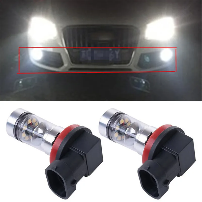 Для Audi A3 A4 A5 A6 Q3 Q5 Q7 S4 S5 S6 H8 H11 H9 100W 1000LM автомобиля Светодиодный Противотуманные фары дальнего светильник лампы дневного светильник дневные ходовые огни