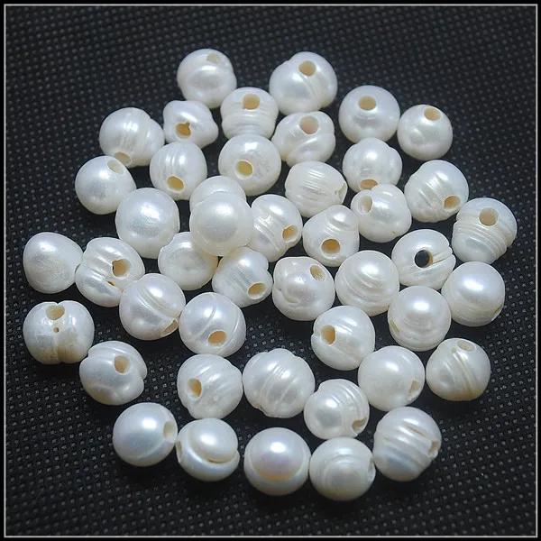 25PCS Natural Cultured Freshwater Pearl 10-11MM Big Hole 3.0 Inner Diameter Loose Beads For Bracelets Thread Rope Wire Make - купить по