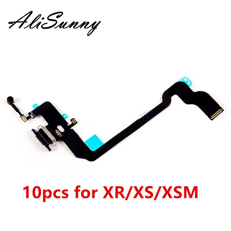 

AliSunny 10pcs Charging Port Flex Cable for iPhone XR XS XSM USB Dock Connector Charger Microphone Repair parts